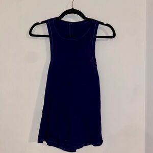 Women’s Lululemon, dark blue, higher neck, split back, tank top. Size 6